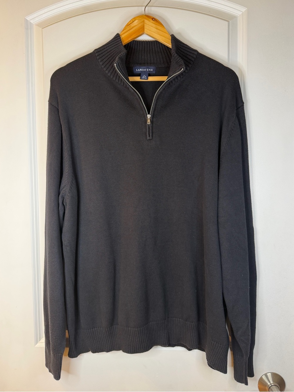 Lands' End Men's Black Half-Zip Sweater size XL